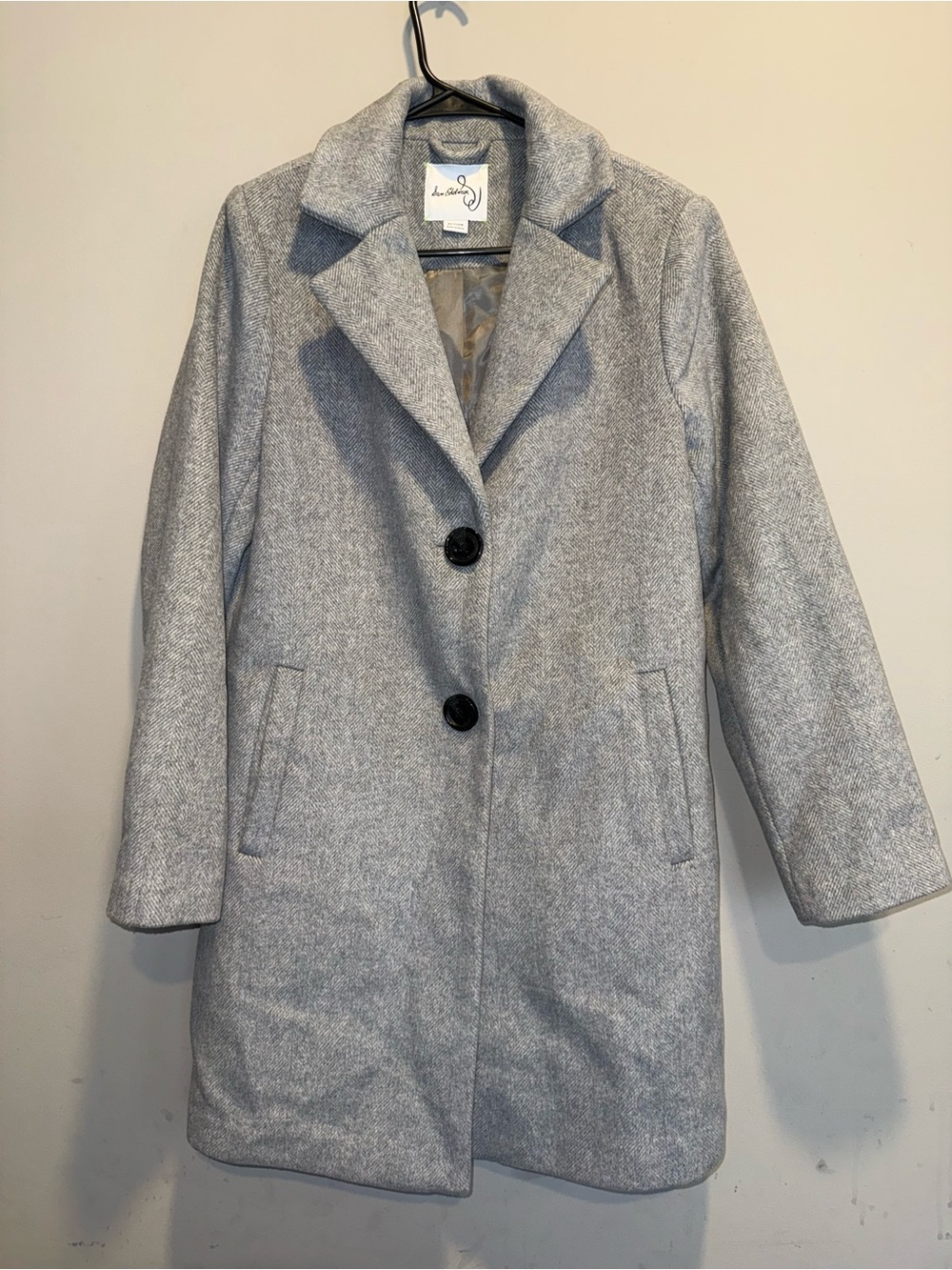 Sam Edelman Gray Herringbone Wool Blend Pea Coat